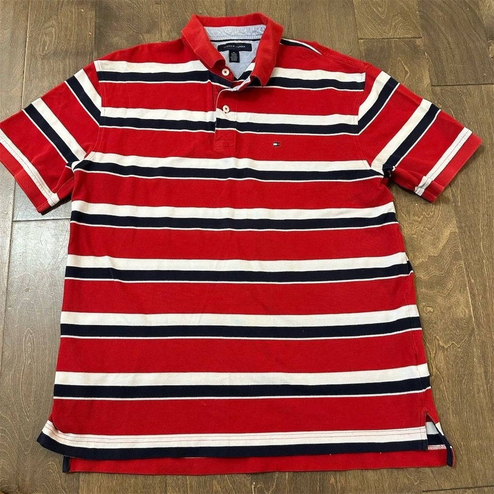 Tommy Hilfiger Men's Striped Polo Shirt Multicolor Size‎ L Classic Fit